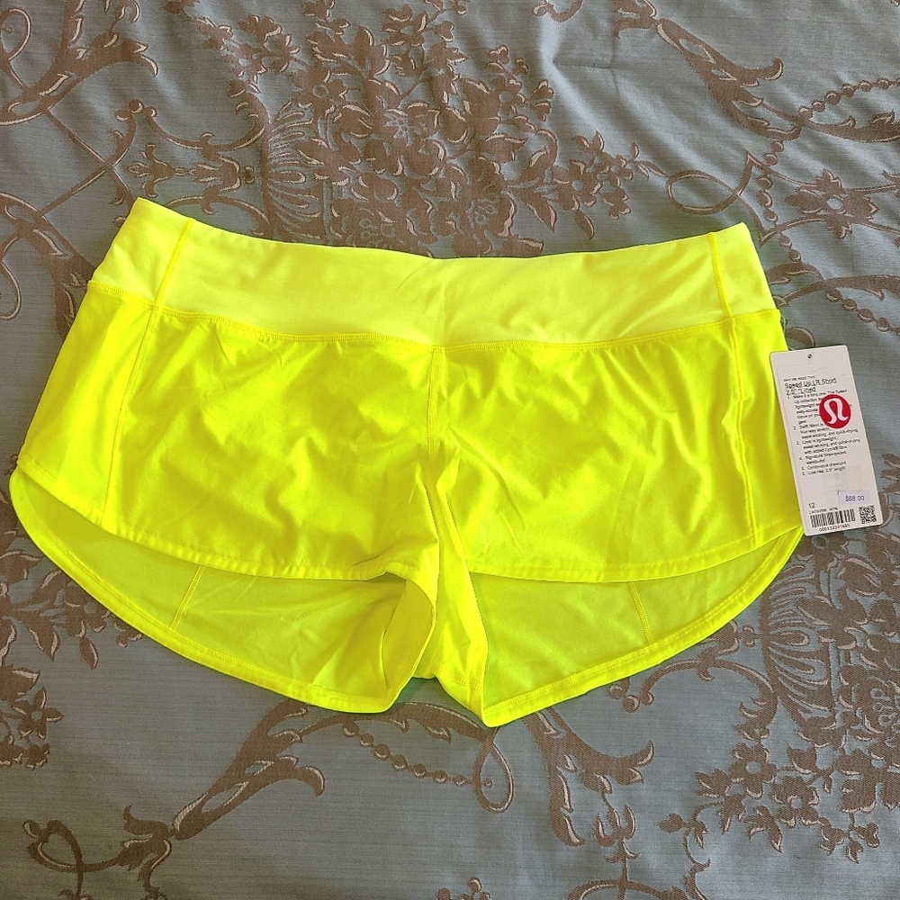 Lululemon Speed Up Low Rise Athletic Short 2.5" Highlight Yellow Women Size 12
